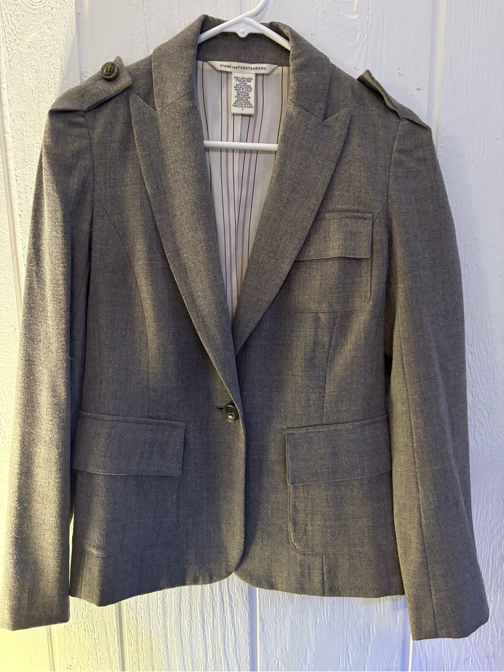 Diane Von Furstenberg Gray Tailored Blazer